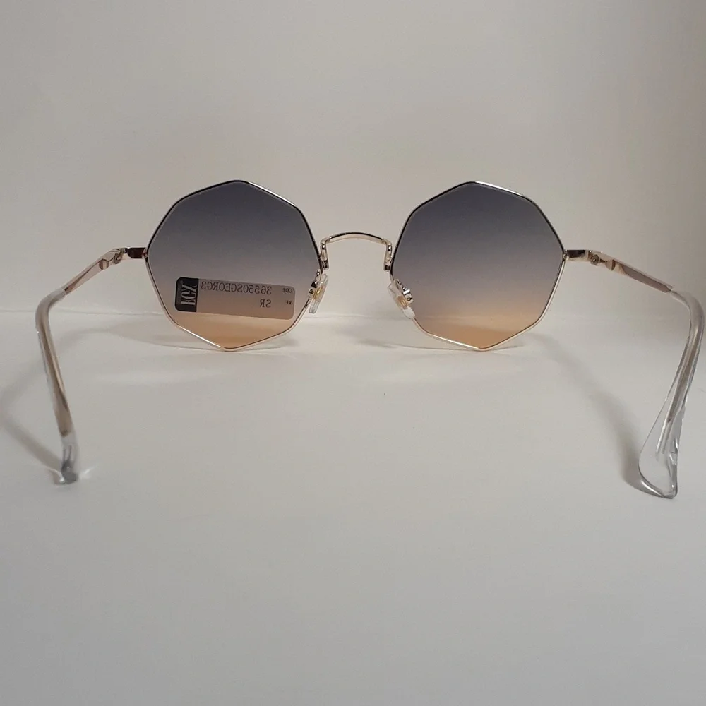 FGX Foster Grant Women Sunglasses Hexagon Shape Ombre Tint Gold Frame NWT